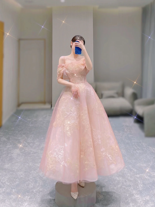 Elegante vestido de fiesta sin tirantes de tul, para cumpleaños, baile, graduación, DP496