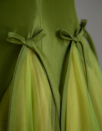 Elegante vestido de fiesta sin tirantes de tul verde, para fiesta de cumpleaños, baile, graduación, DP505