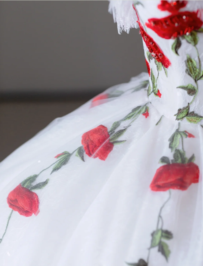 Elegante vestido de fiesta con escote corazón, de tul rojo y blanco, para fiesta de cumpleaños, baile y graduación, DP511
