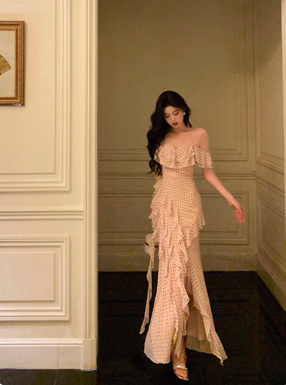 Vestido elegante de sirena con tirantes finos para cumpleaños número 18, ideas para vestidos de cumpleaños para mujeres (DP597)