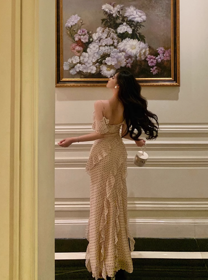 Vestido elegante de sirena con tirantes finos para cumpleaños número 18, ideas para vestidos de cumpleaños para mujeres (DP597)