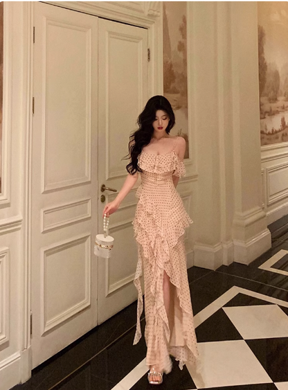 Vestido elegante de sirena con tirantes finos para cumpleaños número 18, ideas para vestidos de cumpleaños para mujeres (DP597)