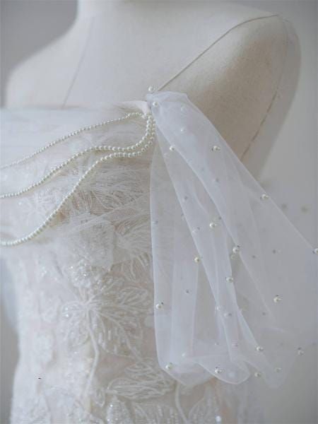 Vestido de novia sirena de ensueño con hombros descubiertos, vestido de novia personalizado, impresionante vestido de novia moderno DP603