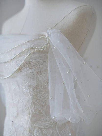 Vestido de novia sirena de ensueño con hombros descubiertos, vestido de novia personalizado, impresionante vestido de novia moderno DP603