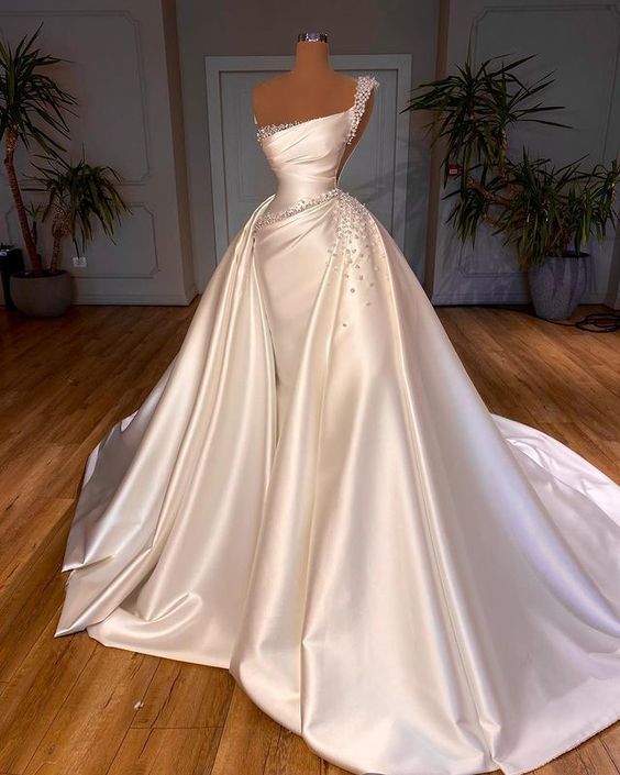 Vestido de novia largo de lujo blanco elegante para mujer DP622