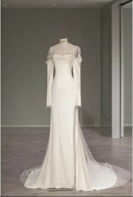 Vestido de novia vintage de corte A con escote corazón y corte sirena, elegante vestido de novia DP630