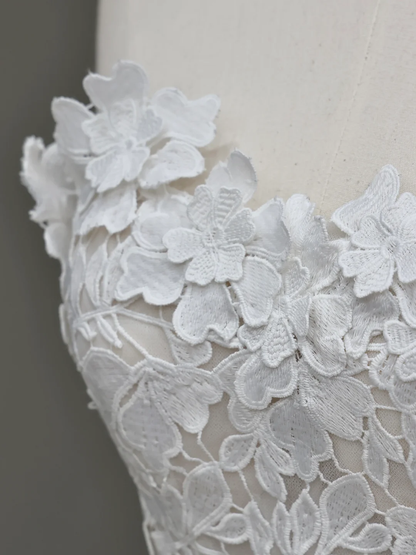 Vestido de novia único, vestido de fiesta sin tirantes, de encaje blanco, vestidos de novia DP653
