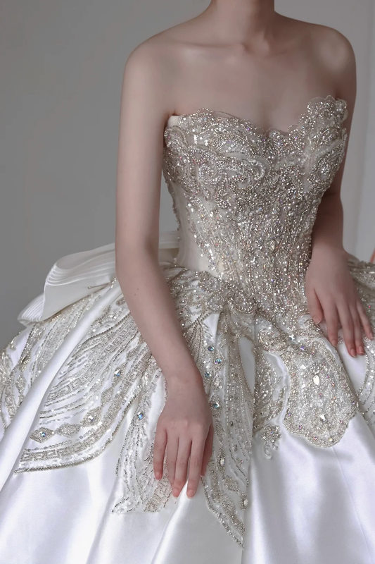 Vestido de novia único, vestido de fiesta, escote corazón, encaje blanco, vestidos de novia DP663
