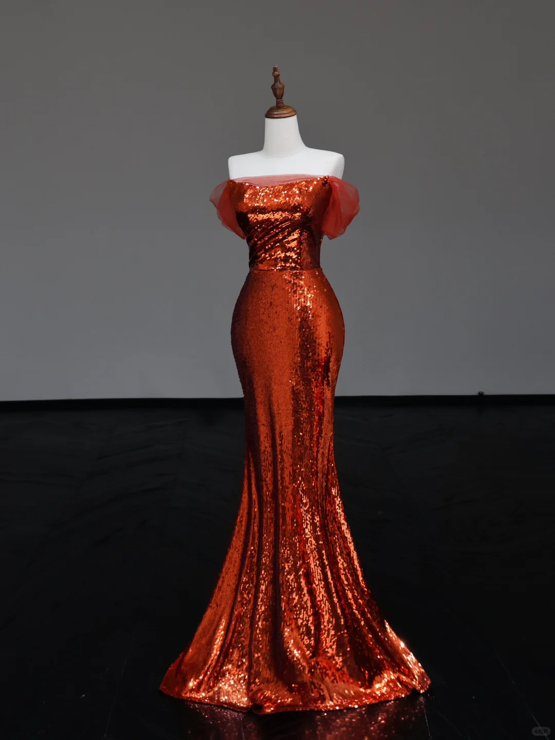 Gorgeous Mermaid Off The Shoulder Rust Red Sequin Long Prom Dresses Graduation Dresses DP674