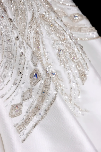 Vestido de novia único, vestido de fiesta, escote corazón, satén blanco, vestidos de novia DP675