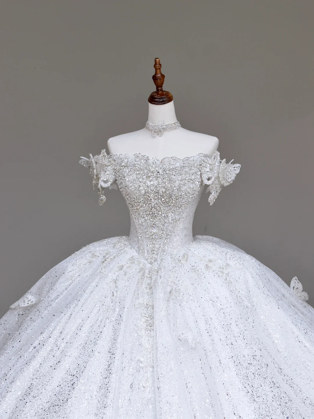 Vestido de novia único, vestido de fiesta con hombros descubiertos y lentejuelas blancas, vestidos de novia DP719