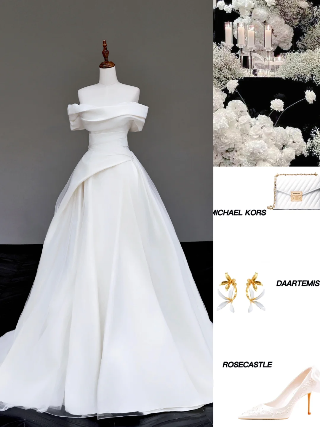 Vestido de novia único, vestido de fiesta con hombros descubiertos, satén blanco, vestidos de novia DP723