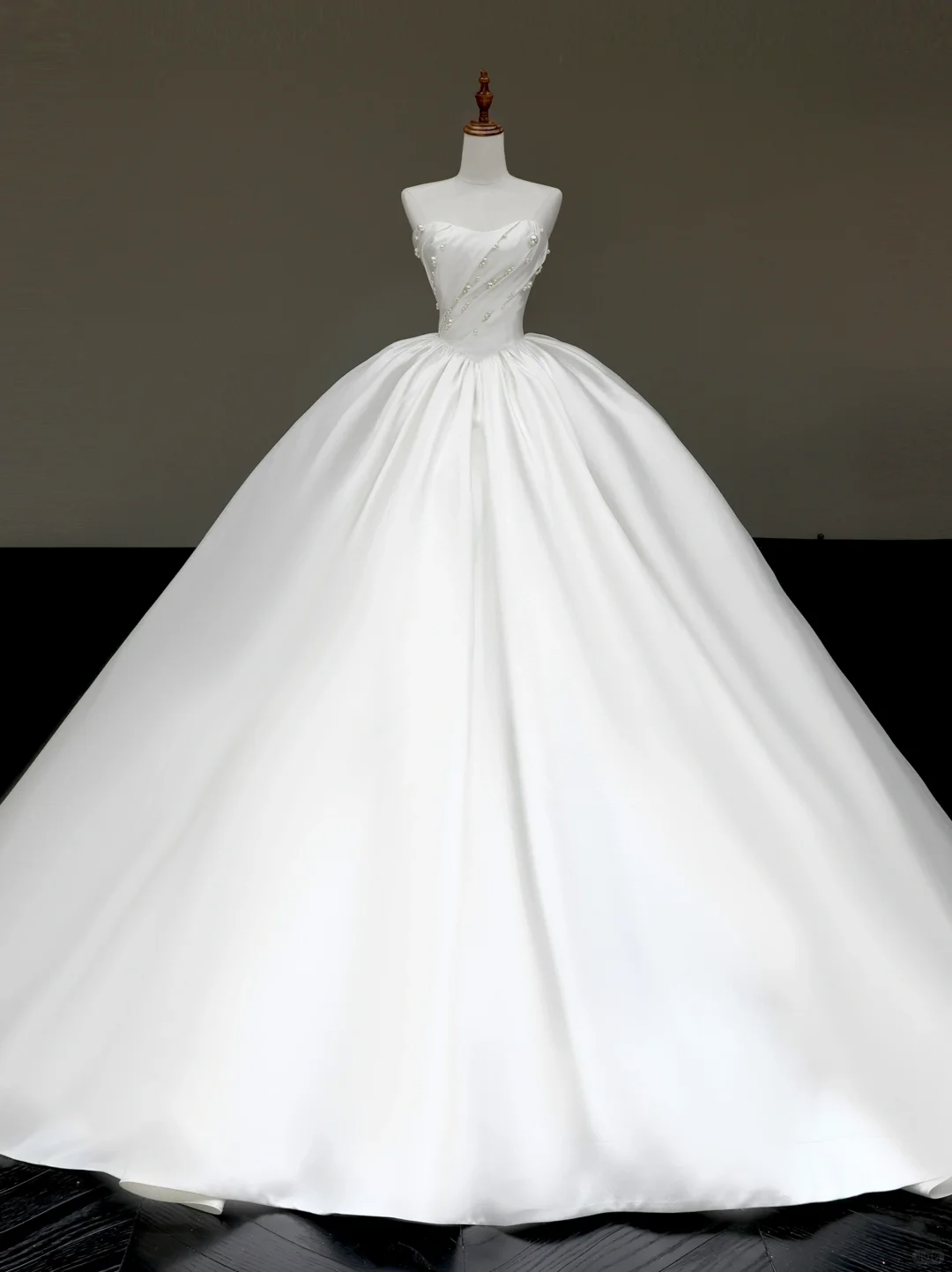 Vestido de novia atemporal, vestido de fiesta sin tirantes, de satén blanco, vestidos de novia DP790
