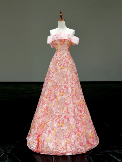 Hermoso vestido de fiesta largo con lentejuelas y hombros descubiertos, vestido de fiesta, vestidos de graduación DP795