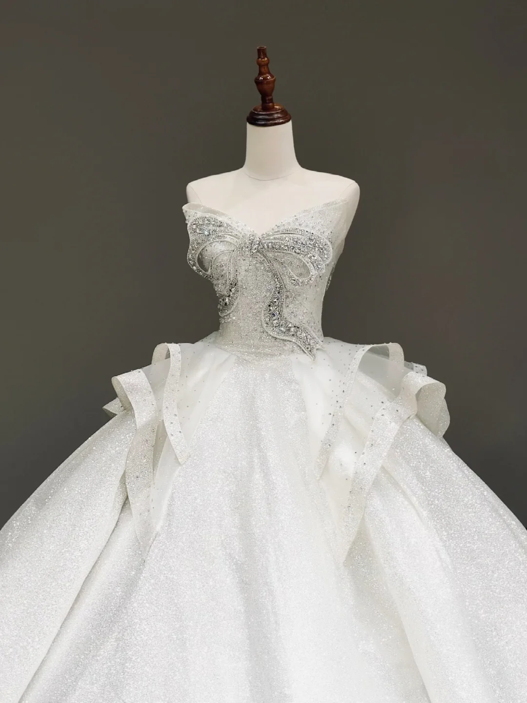 Vestido de novia princesa, vestido de baile, escote corazón, lentejuelas blancas, vestidos de novia con lazo, DP816