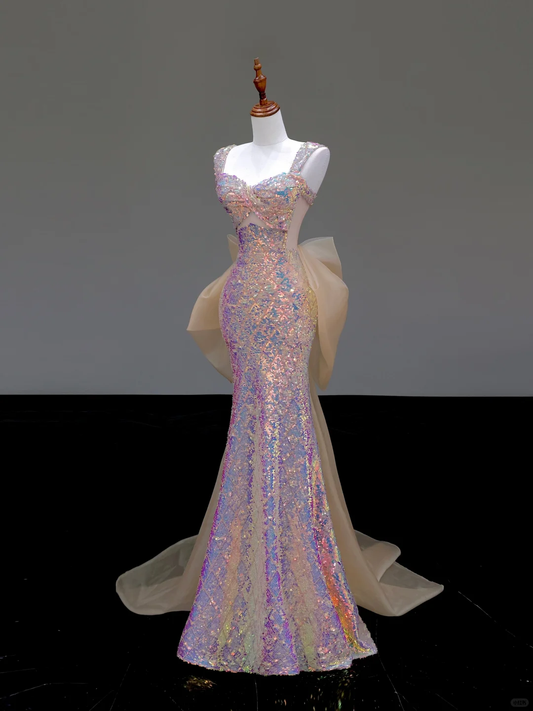 Gorgeous Mermaid Sweetheart Sequin Pink Long Prom Dress Party Dress Graduation Dresses DP836