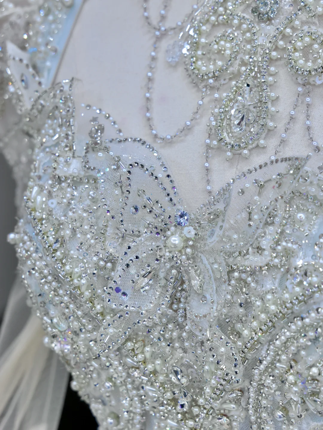 Vestido de novia princesa, vestido de baile, escote alto, lentejuelas azules, cuentas, vestidos de novia DP830