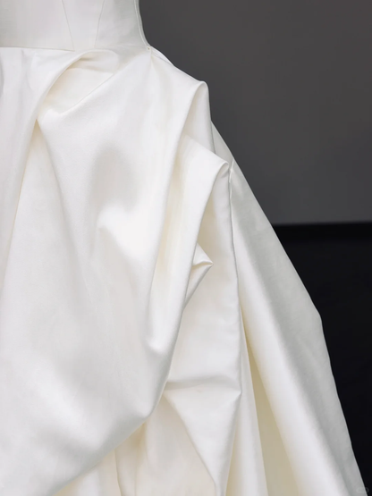 Vestido de novia atemporal, vestido de fiesta sin tirantes, de satén blanco, vestidos de novia DP874
