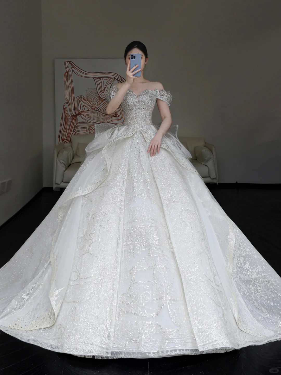 Vestido de novia elegante con hombros descubiertos, lentejuelas blancas, mangas cortas, para invierno, DP855
