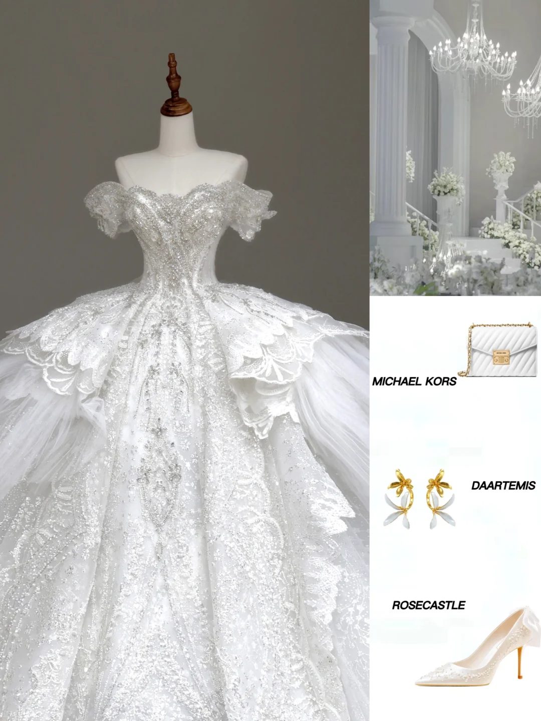 Vestido de novia princesa, vestido de baile con hombros descubiertos, lentejuelas blancas y cuentas, vestidos de novia de invierno DP875