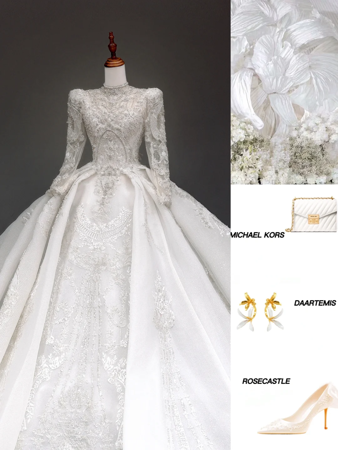 Vestido de novia princesa, vestido de baile, escote alto, lentejuelas blancas, vestidos de novia de invierno DP880