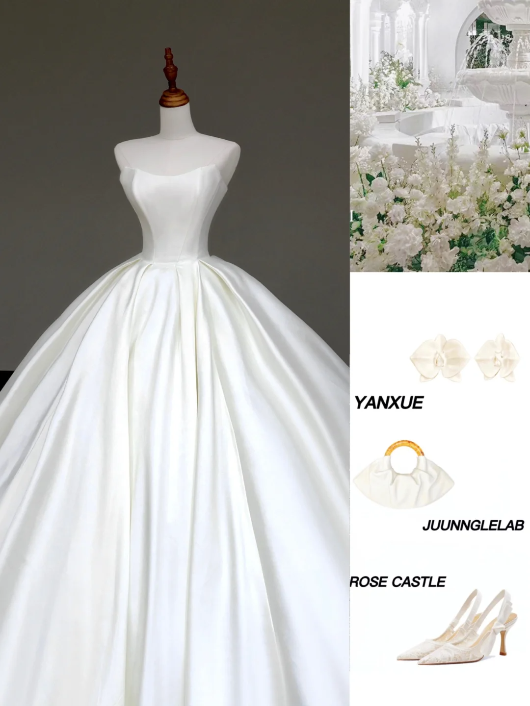 Vestido de novia atemporal, vestido de fiesta, escote corazón, satén blanco, vestidos de novia DP881