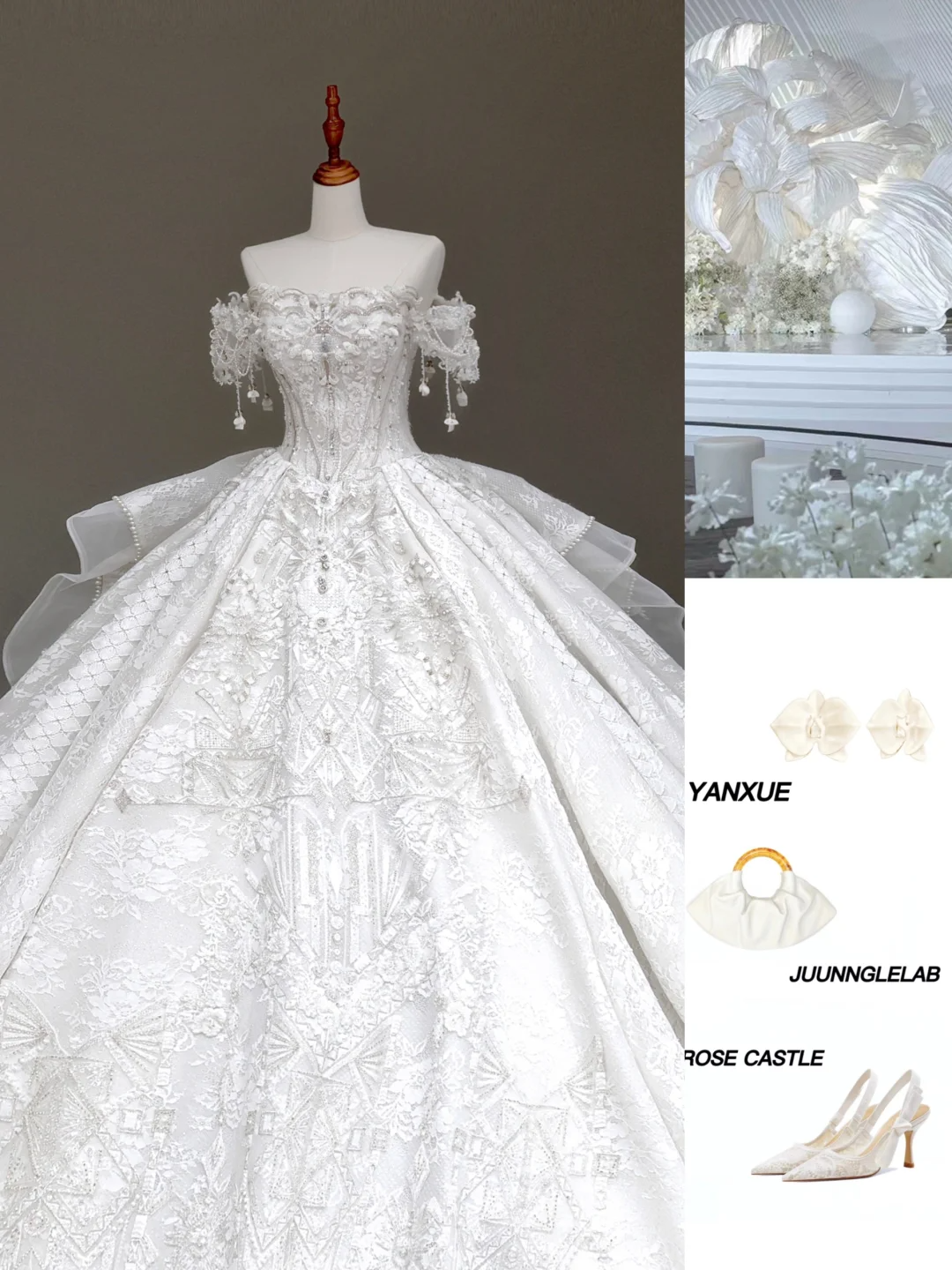 Vestido de novia princesa, sin tirantes, con lentejuelas blancas y cuentas, DP883