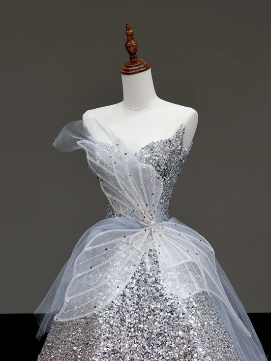 Elegant Glamour Ball Gown Sweetheart Sequin Silver Red Prom Dress Party Dress Evening Dresses DP887