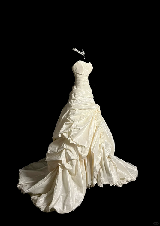 Vestido de novia vintage, vestido de baile, escote corazón, marfil, largo, vestidos de novia minimalistas DP922
