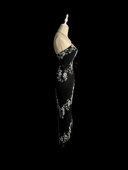 Retro Sheath One Shoulder Black Prom Dresses Evening Gowns Evening Dress DP941