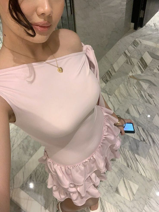Vestido corto rosa de verano con corte A, estilo Hoco, para cumpleaños, para cenas de 19.º cumpleaños, DP981
