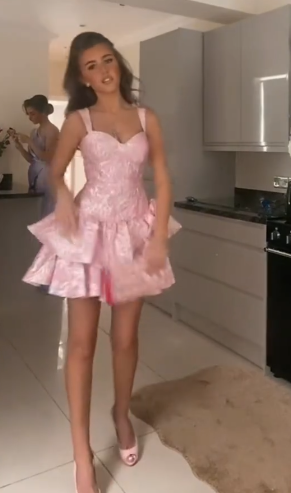 Vestido corto de verano con tirantes rosas y corte A para cumpleaños, vestido Hoco, minivestido para fiesta de 19 años, DP985