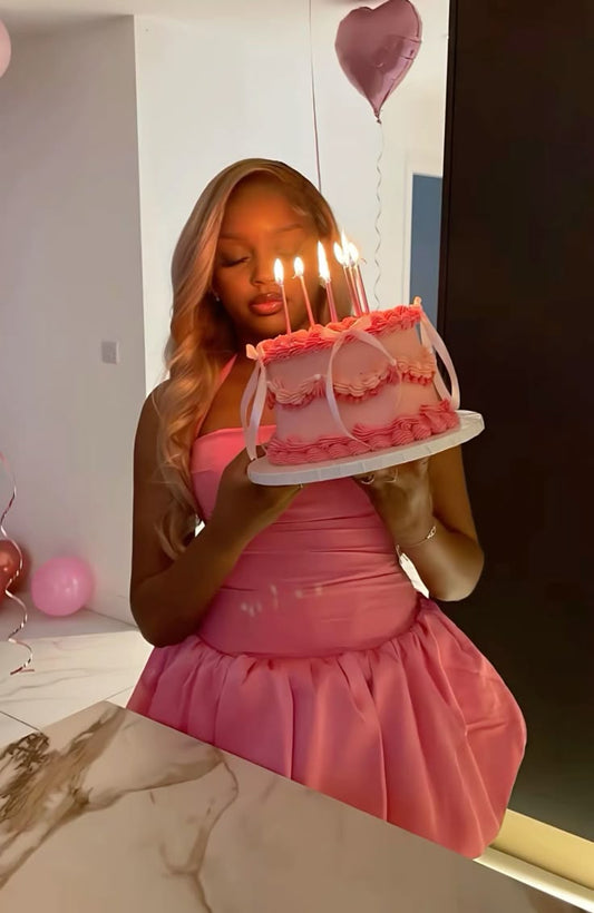 Vestido corto rosa intenso de verano con corte en A para cumpleaños, vestido Hoco, atuendo de cumpleaños, minivestidos de fiesta para cumpleaños número 19, DP996