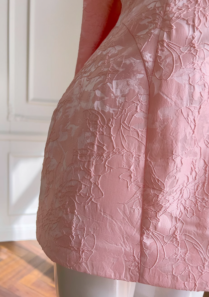 Vestido de fiesta corto rosa con tirantes finos y corte A ED01042
