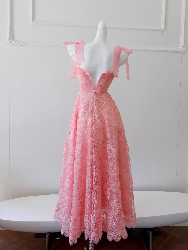 Vestido de fiesta corto de tul con encaje en forma de A en color rosa, vestido de fiesta rosa ED01043
