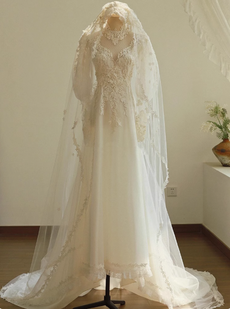 Vestido de fiesta largo de tul con escote en V y corte en A, color blanco, vestido de novia blanco con cola ED01068
