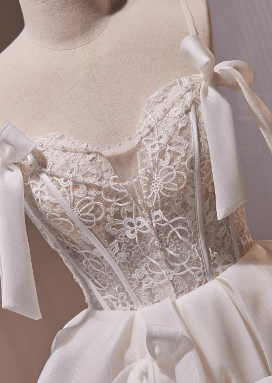 Vestido de fiesta corto de tul con tirantes finos, corte en A, color blanco roto, vestido de fiesta de bienvenida, vestido de cumpleaños ED1072