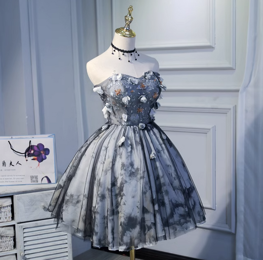 Vestido de fiesta corto de tul con escote en forma de A y corte en A, color negro, para fiesta de bienvenida y cumpleaños, ED1073