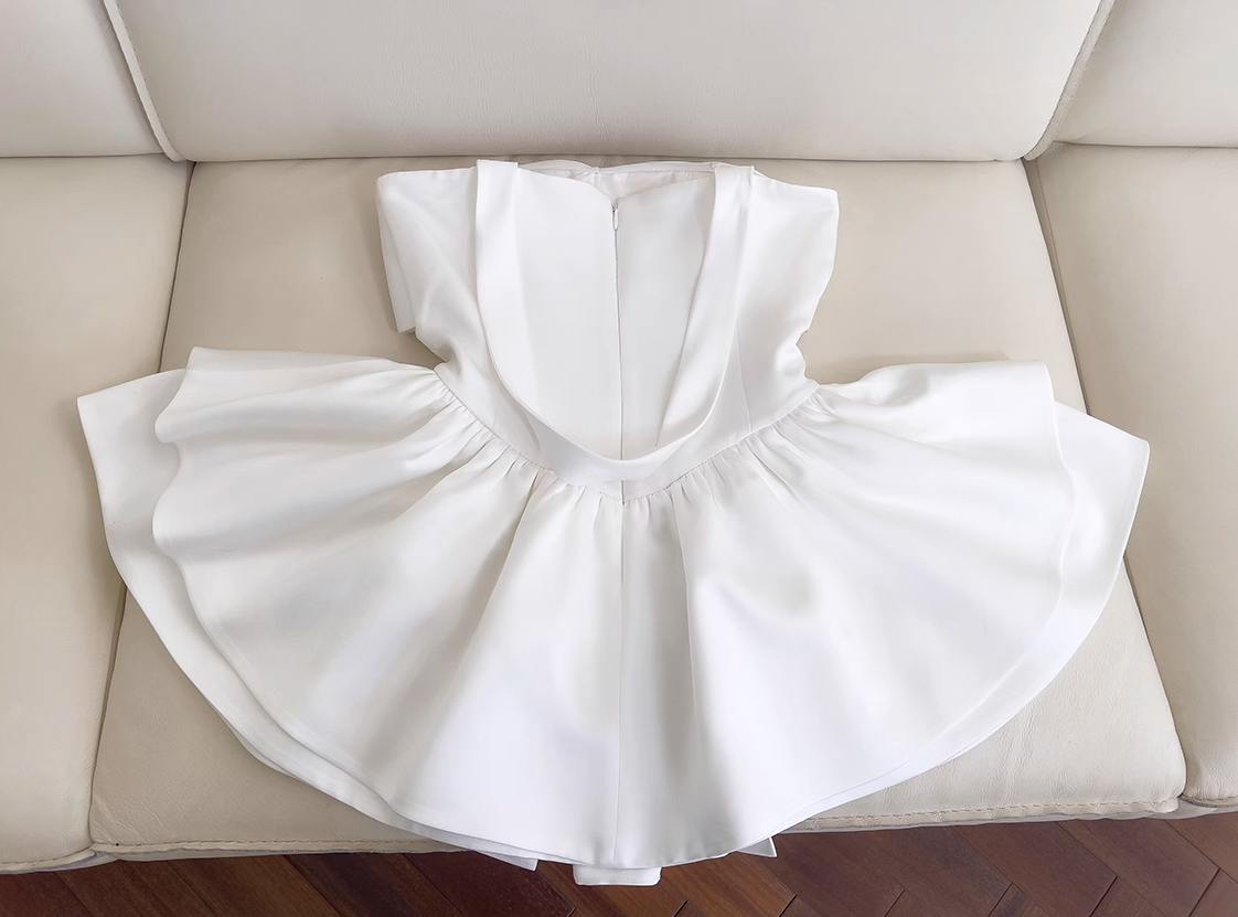 Fairytale White Strapless Short Prom Dress for Party&Birthday🤍Elegant Evening Dress ED01115