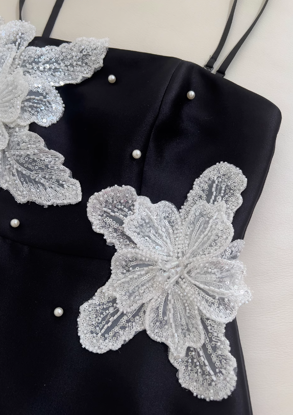 Vestido de fiesta corto negro sin tirantes, corte A, vestido de bienvenida ED01117