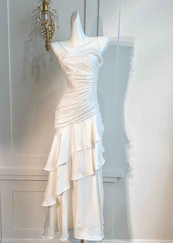 Vintage-Inspired Birthday Party Dresses Under $160🤍White Ruffled Layered Fairytale Graduation Prom Dresses ED01131