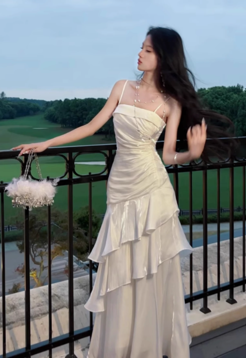 Vintage-Inspired Birthday Party Dresses Under $160🤍White Ruffled Layered Fairytale Graduation Prom Dresses ED01131