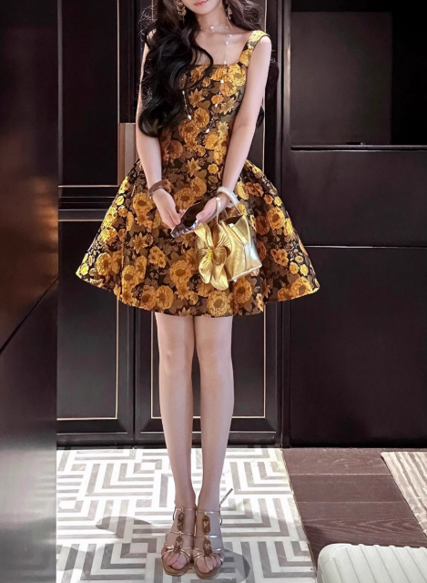 Vestido francés con flores 3D ED01171