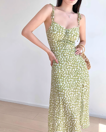 Vestido de tirantes con estampado francés ED01191