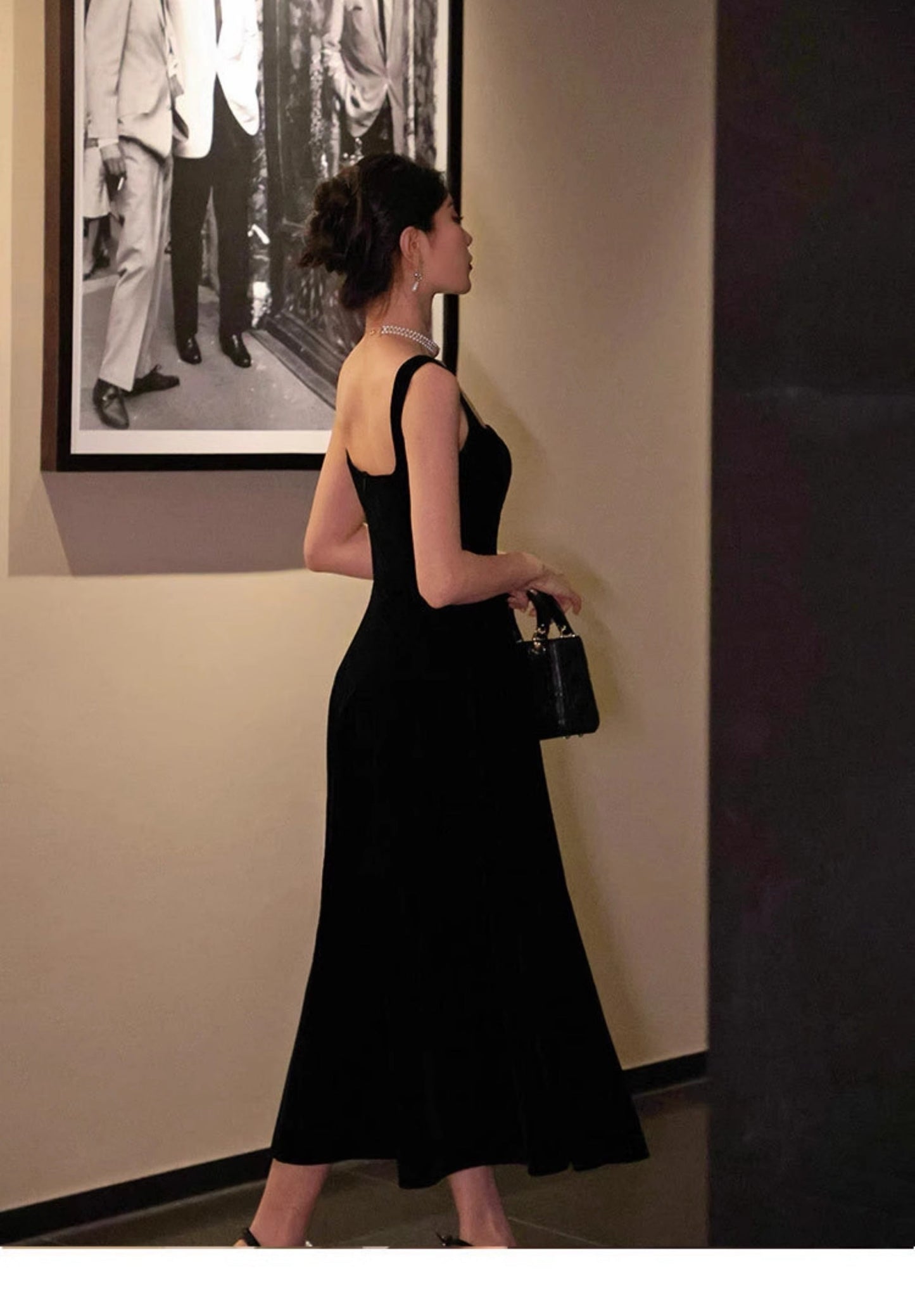 Vestido de terciopelo burdeos estilo retro francés con escote cuadrado y corte A para cumpleaños y graduación ED01193