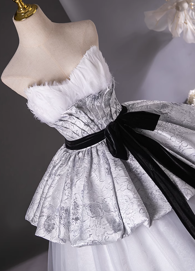Vestido de fiesta largo de satén y tul con escote corazón, corte en A, color gris plateado, vestido formal en gris plateado ED01217