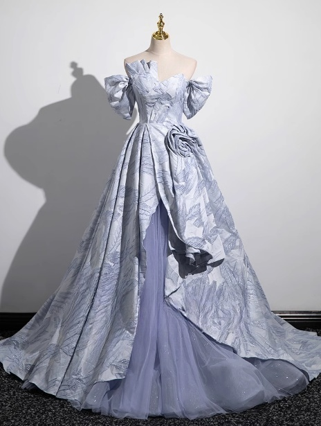 Vestido de fiesta largo de tul satinado sin tirantes, corte A, elegante vestido formal ED01228