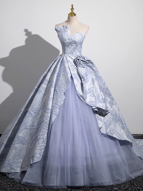 Vestido de fiesta largo de tul satinado sin tirantes, corte A, elegante vestido formal ED01228