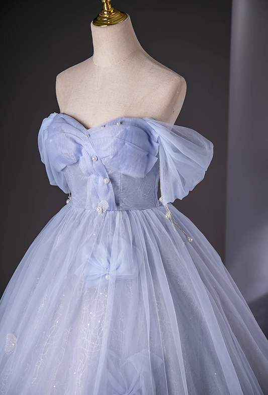 Vestido de fiesta largo de tul con escote corazón y corte en A, vestido formal elegante ED01238