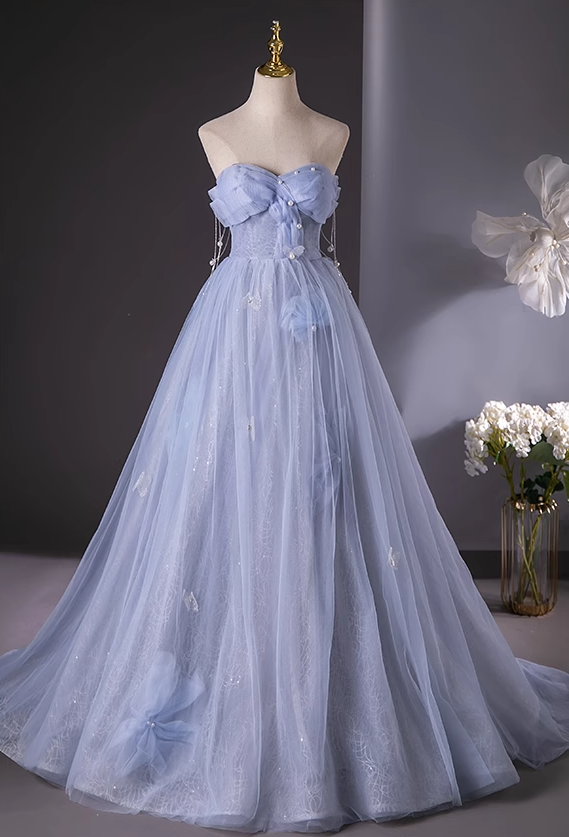 Vestido de fiesta largo de tul con escote corazón y corte en A, vestido formal elegante ED01238